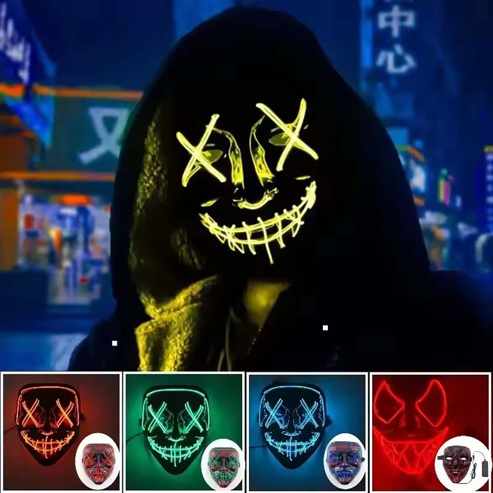 Led Purge Mask Halloween - Masque lumineux à LED néon sans