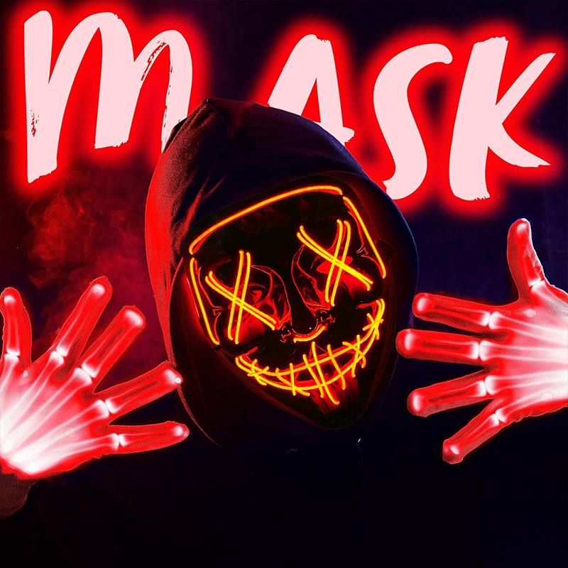 Led Purge Mask Halloween - Masque de fête lumineux néon sans