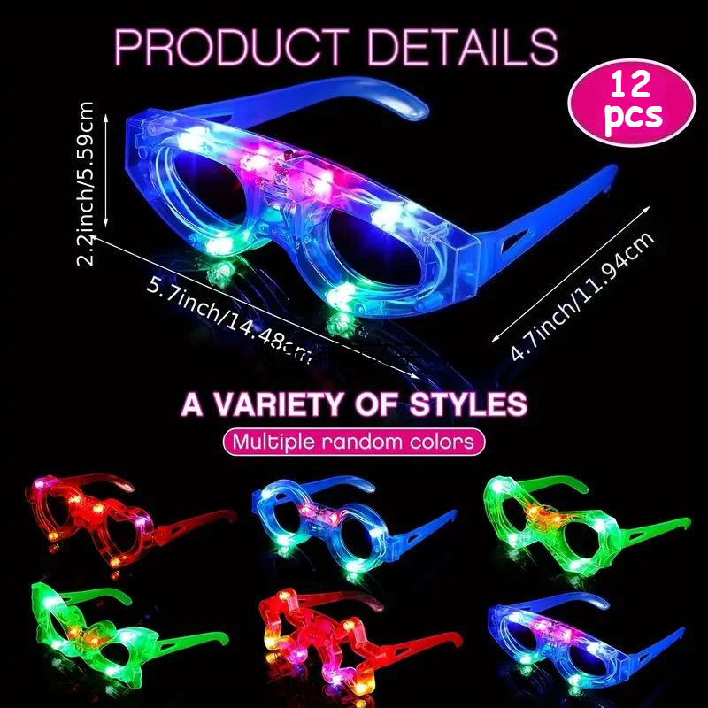 12 paires de lunettes lumineus - Glow In The Dark Party Glasses avis et prix